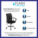 Mid-Back Black Mesh Swivel Task Office Chair with Lumbar Support Band and Arms