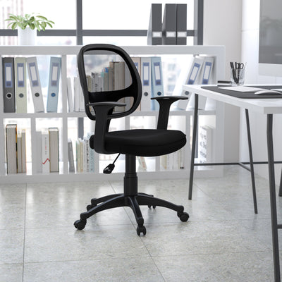 Mid-Back Mesh Swivel Task Office Chair with T-Arms - View 2