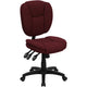 Burgundy Fabric |#| Mid-Back Burg Fabric Multifunction Swivel Office Chair w/ Pillow Top Cushioning