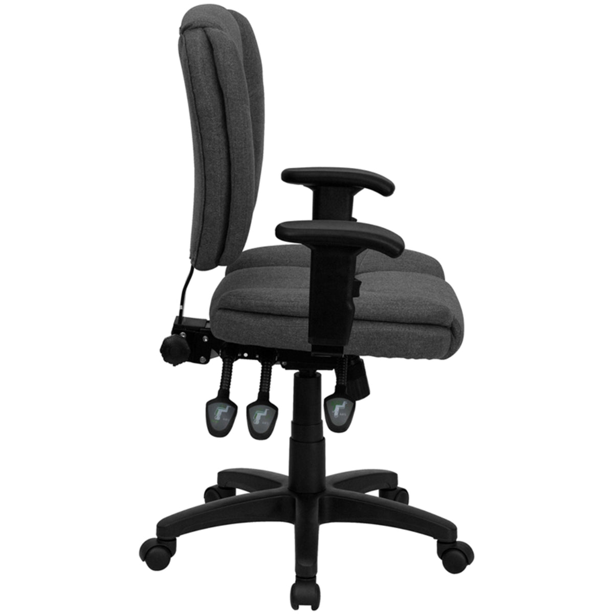 Gray Fabric |#| Mid-Back Gray Fabric Multifunction Swivel Office Chair w/ Pillow Top Cushioning