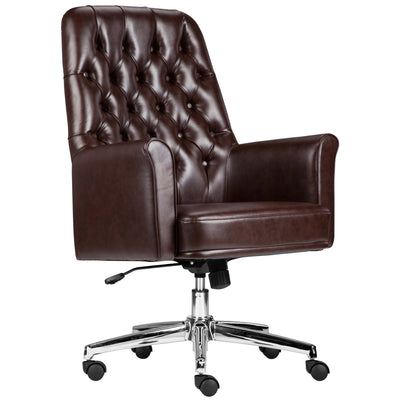 Mid-Back Traditional Tufted LeatherSoft Executive Swivel Office Chair with Arms