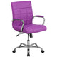 Purple |#| Mid-Back Purple Vinyl Executive Swivel Office Chair with Chrome Base and Arms