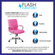 Pink |#| Mid-Back Pink Vinyl Executive Swivel Office Chair with Chrome Base and Arms