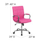 Pink |#| Mid-Back Pink Vinyl Executive Swivel Office Chair with Chrome Base and Arms