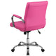 Pink |#| Mid-Back Pink Vinyl Executive Swivel Office Chair with Chrome Base and Arms