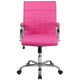 Pink |#| Mid-Back Pink Vinyl Executive Swivel Office Chair with Chrome Base and Arms