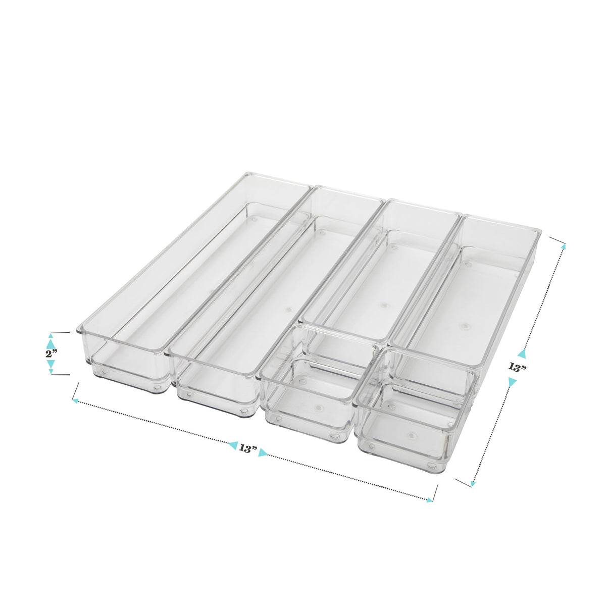 Set of 6 Plastic Stacking Office Desk Drawer Organizers