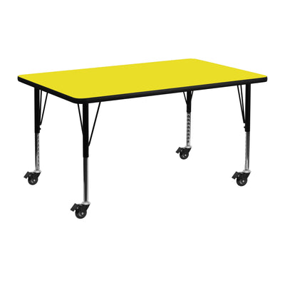 Mobile 24''W x 48''L Rectangular HP Laminate Activity Table - Height Adjustable Short Legs