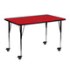 Red |#| Mobile 24inchW x 48inchL Rectangular Red HP Laminate Adjustable Activity Table