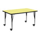 Yellow |#| Mobile 24inchW x 48inchL Rectangular Yellow Thermal Laminate Adjustable Activity Table