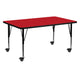 Red |#| Mobile 24inchW x 60inchL Rectangular Red HP Laminate Adjustable Leg Activity Table
