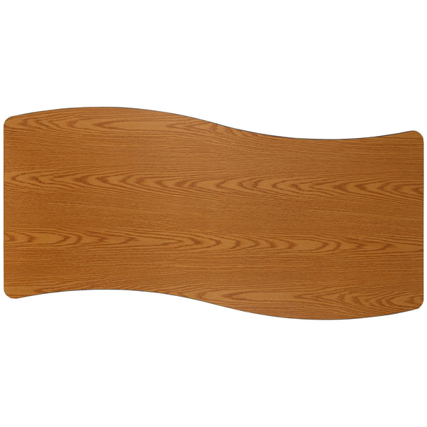 Oak |#| Mobile 26inchW x 60inchL Rectangular Wave Collaborative Oak Adjustable Activity Table