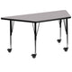 Gray |#| Mobile 29inchW x 57inchL Trapezoid Grey Laminate Adjustable Activity Table