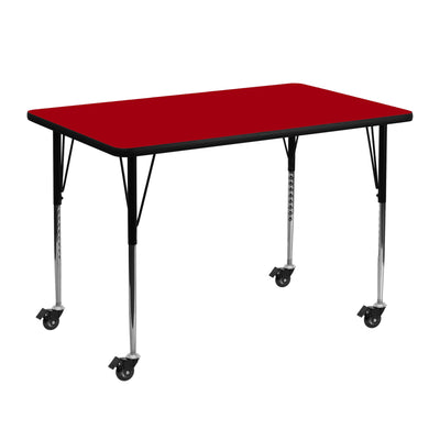 Mobile 30''W x 48''L Rectangular Thermal Laminate Activity Table - Standard Height Adjustable Legs