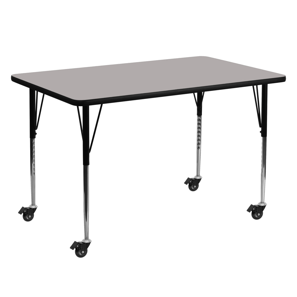 Gray |#| Mobile 30inchW x 60inchL Rectangular Grey HP Laminate Adjustable Activity Table