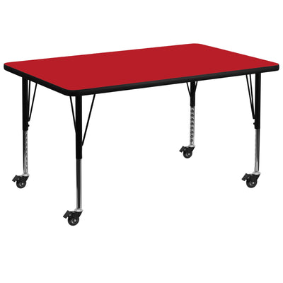 Mobile 36''W x 72''L Rectangular HP Laminate Activity Table - Height Adjustable Short Legs