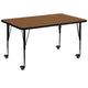 Oak |#| Mobile 36inchW x 72inchL Rectangular Oak HP Laminate Adjustable Activity Table