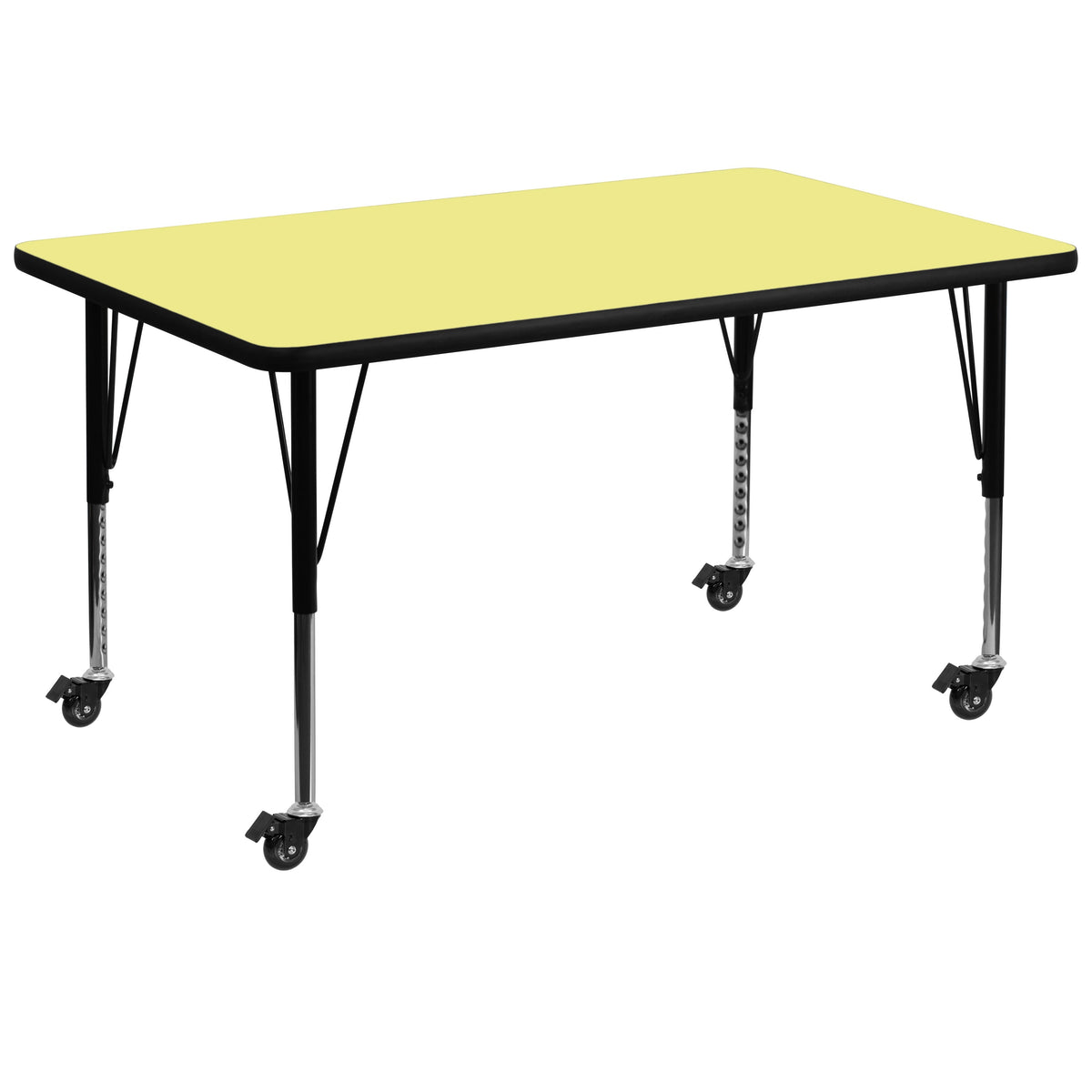 Yellow |#| Mobile 36inchW x 72inchL Rectangular Yellow Thermal Laminate Adjustable Activity Table