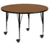 Mobile 42'' Round Thermal Laminate Activity Table - Height Adjustable Short Legs