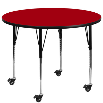 Mobile 42'' Round Thermal Laminate Activity Table - Standard Height Adjustable Legs