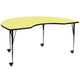 Yellow |#| Mobile 48inchW x 72inchL Kidney Yellow Thermal Laminate Adjustable Activity Table