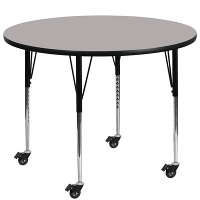 Mobile 48'' Round HP Laminate Activity Table - Standard Height Adjustable Legs