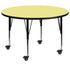 Mobile 48'' Round Thermal Laminate Activity Table - Height Adjustable Short Legs