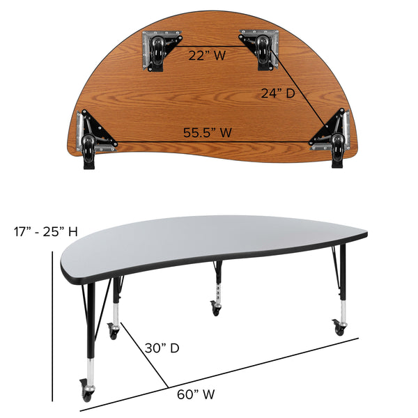 Grey |#| Mobile 60inch Circle Wave Activity Table Set-12inch Student Stack Chairs, Grey/Black