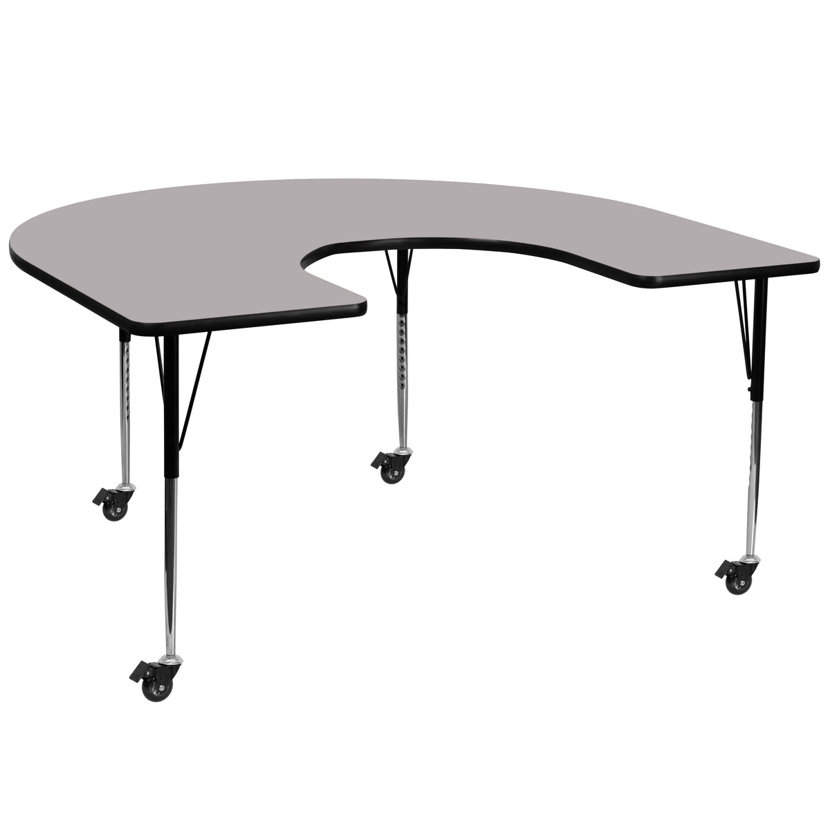 Gray |#| Mobile 60inchW x 66inchL Horseshoe Grey Thermal Laminate Adjustable Activity Table