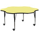 Yellow |#| Mobile 60inch Flower Yellow Thermal Laminate Activity Table-Height Adjustable Legs