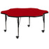 Mobile 60'' Flower Thermal Laminate Activity Table - Height Adjustable Short Legs