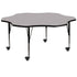 Mobile 60'' Flower Thermal Laminate Activity Table - Height Adjustable Short Legs