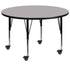 Mobile 60'' Round Thermal Laminate Activity Table - Height Adjustable Short Legs