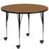 Mobile 60'' Round Thermal Laminate Activity Table - Standard Height Adjustable Legs