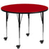 Mobile 60'' Round Thermal Laminate Activity Table - Standard Height Adjustable Legs