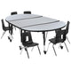Grey |#| Mobile 76inch Oval Wave Activity Table Set-14inch Student Stack Chairs, Grey/Black