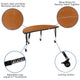 Oak |#| Mobile 76inch Oval Wave Activity Table Set-14inch Student Stack Chairs, Oak/Black