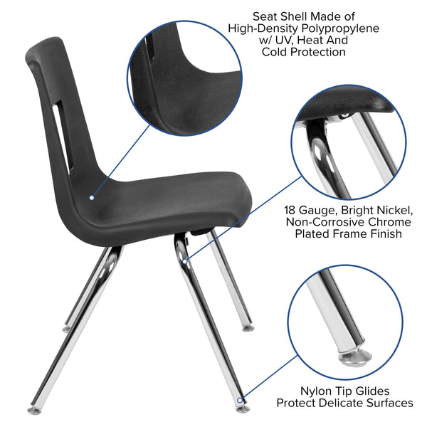 Grey |#| Mobile 76inch Oval Wave Activity Table Set-16inch Student Stack Chairs, Grey/Black
