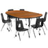 Mobile 76" Oval Wave Flexible Laminate Activity Table Set with 16" Student Stack Chairs