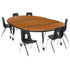Mobile 86" Oval Wave Flexible Laminate Activity Table Set with 14" Student Stack Chairs