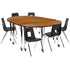 Mobile 86" Oval Wave Flexible Laminate Activity Table Set with 18" Student Stack Chairs