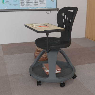 Mobile Desk Chair with 360 Degree Tablet Rotation and Under Seat Storage Cubby
