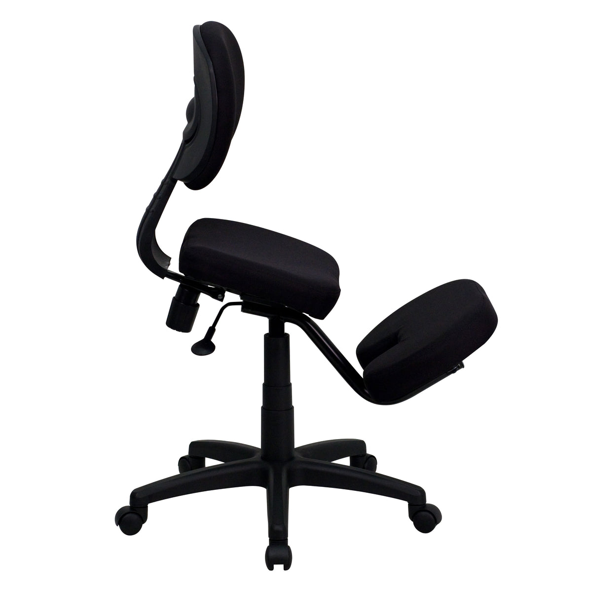 Mobile Ergonomic Kneeling Posture Task Office Chair with Back in Black Fabric