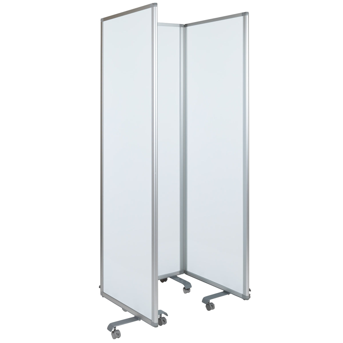 Mobile Magnetic Whiteboard 3 Section Partition with Locking Casters, 72inchH x 24inchW