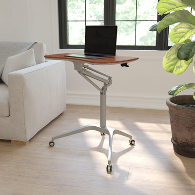 Mobile Sit-Down, Stand-Up Ergonomic Computer Desk - Standing Desk