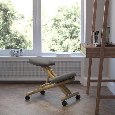 Mobile Wooden Ergonomic Kneeling Office Chair - View 2