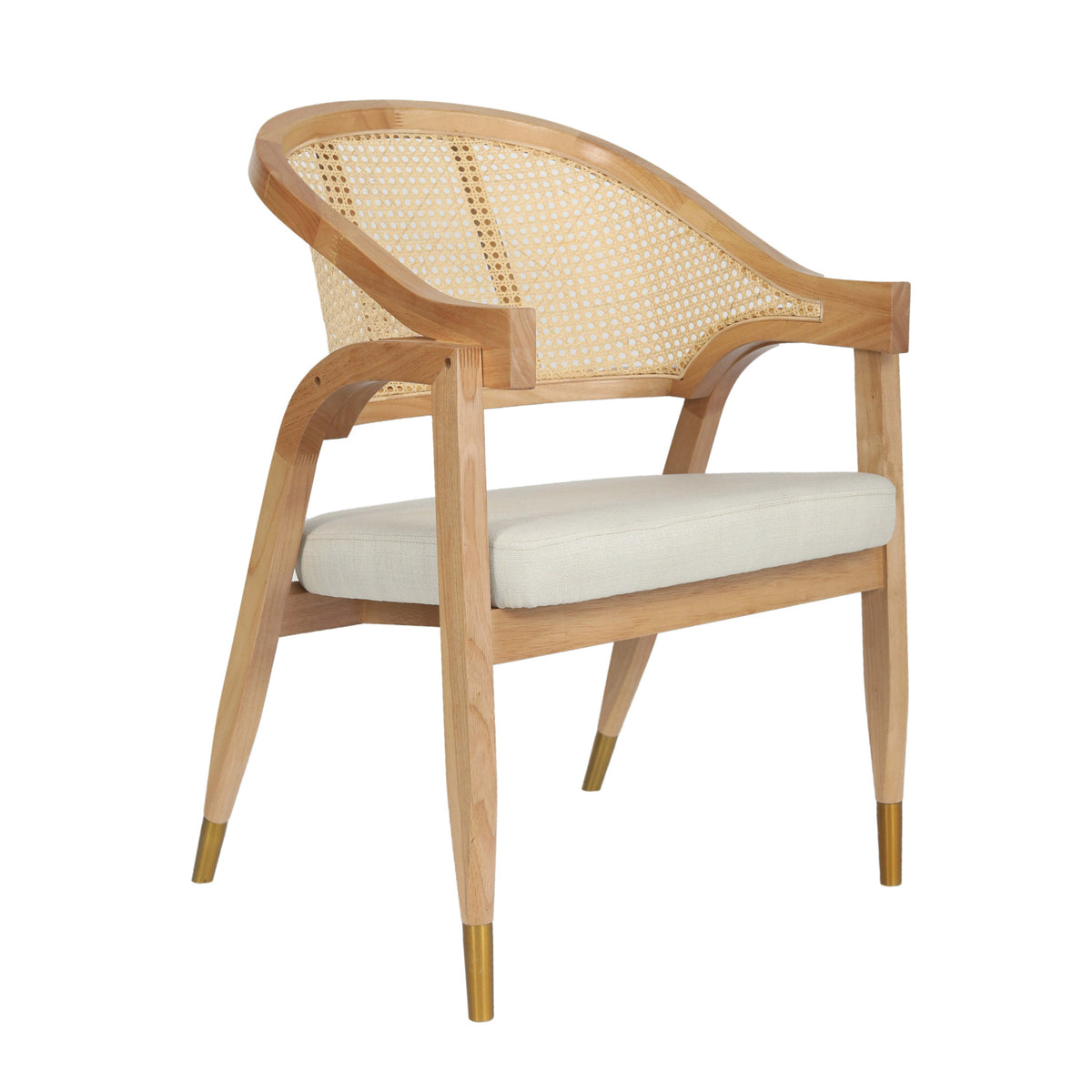 Natural |#| Commercial Grade Cane Rattan Dining Chair with Padded Seat - Natural