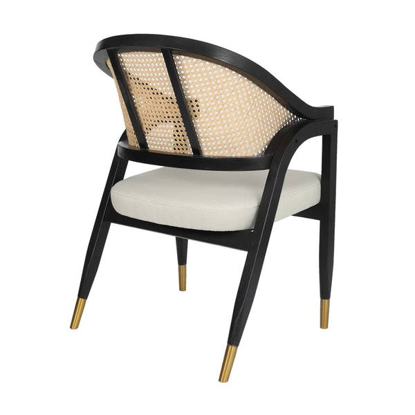 Black |#| Commercial Grade Cane Rattan Dining Chair with Padded Seat - Natural/Black