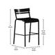 Black |#| Modern Commercial Grade 2 Slat Indoor/Outdoor Steel Bar Stool in Black