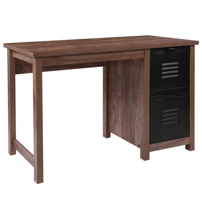 New Lancaster Collection Wood Grain Finish Computer Desk with Metal Drawers